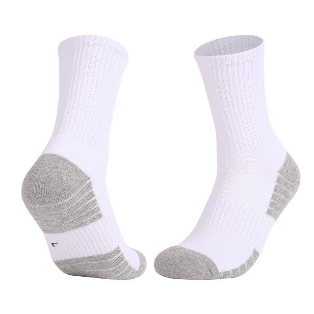 Inverno donna uomo calze da sci termiche cotone più spesso sport Snowboard ciclismo escursionismo calze termiche al ginocchio: WHITE / EU 39-42
