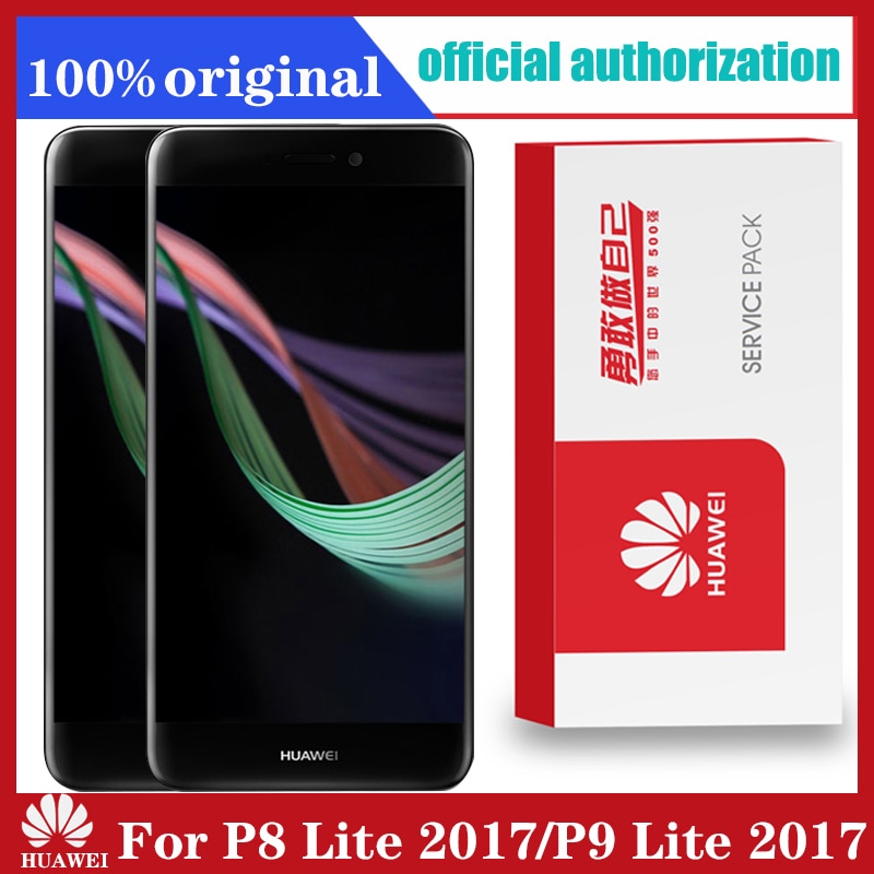Alkuperäinen 5.2 tuuman näyttö kehyksellä huawei  p8 lite lcd-kosketusnäytön digitizer-kokoonpano  p9 lite pra -la1 pra -lx1