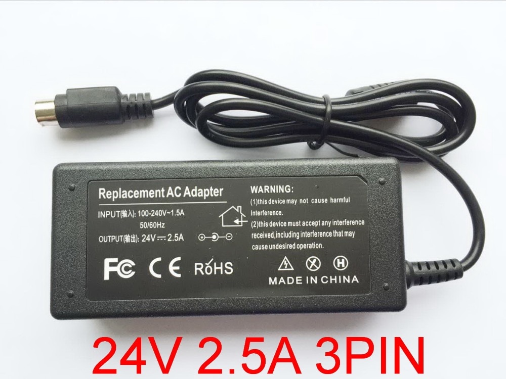 1PCS 24V 2.5A 3PIN 60W AC Adapter Power Supply Charger For NCR RealPOS 7197 POS Thermal Receipt Printer For EPSON PS180 PS179