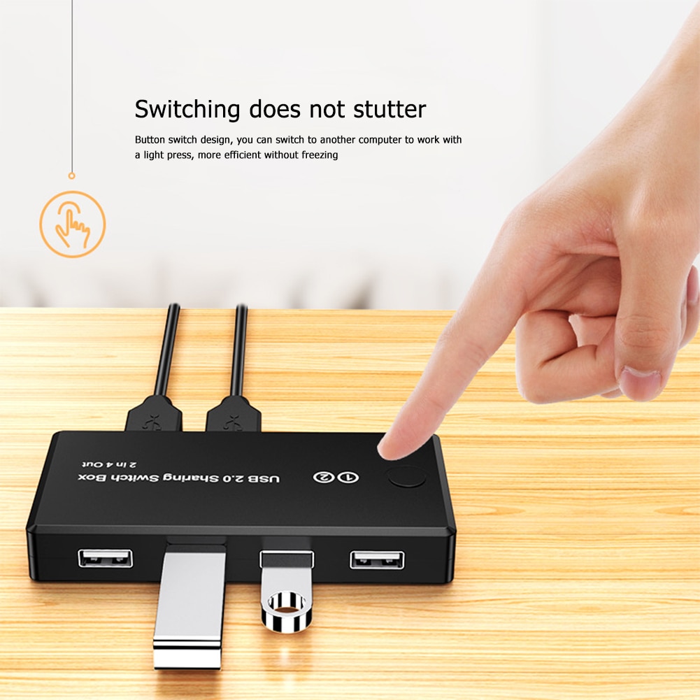 2 in 4 out USB 2.0 Peripheral Sharing Switch 2 PCs Sharing 4 USB Devices USB Switch KVM VGA Switcher Splitter Box
