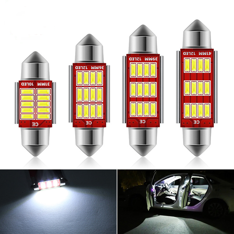 2/10 pièces C10W C5W LED Canbus feston 31mm 36mm 39mm 42mm pour ampoule de voiture lampe de lecture intérieure lampe de plaque d'immatriculation blanc erreur libre