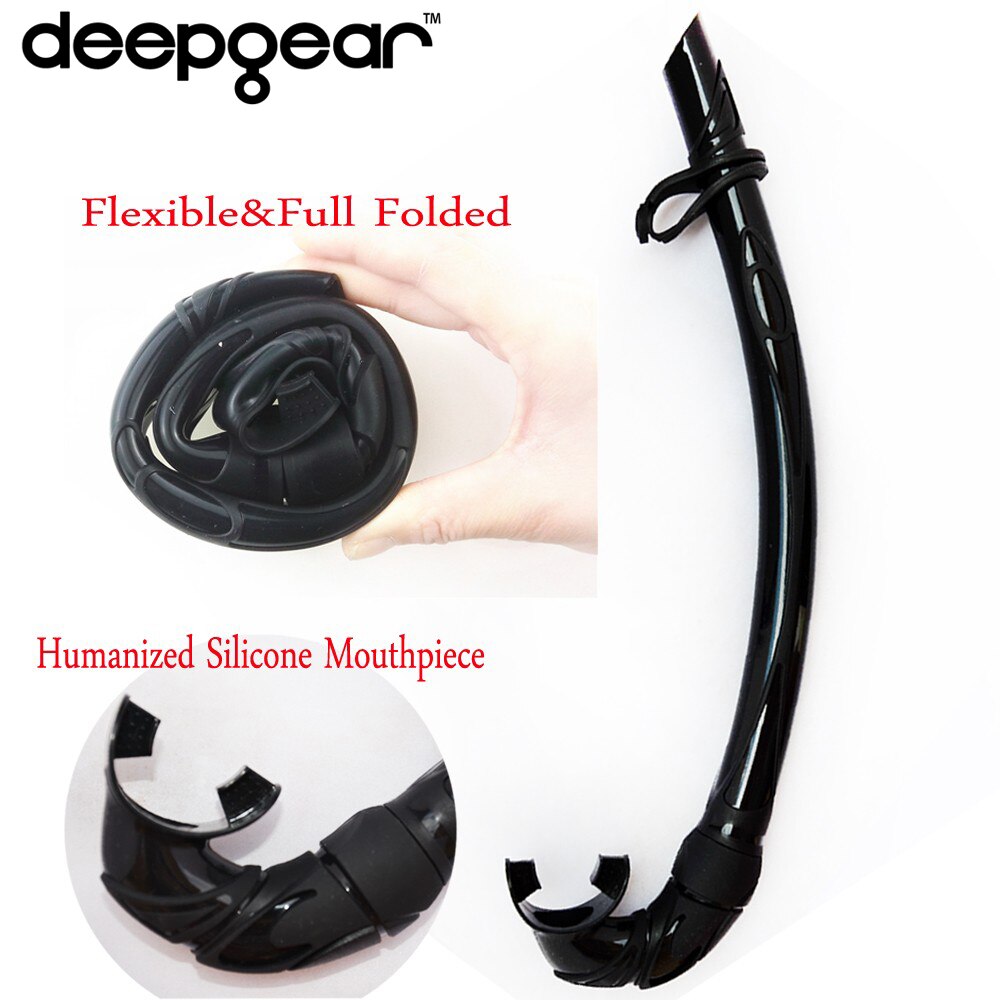 Tuba de plongée DEEPGEAR noir pour le poisson sous-marin et les apnée plongée flexible plongée avec tuba adulte plongée avec tuba et plongée avec tuba