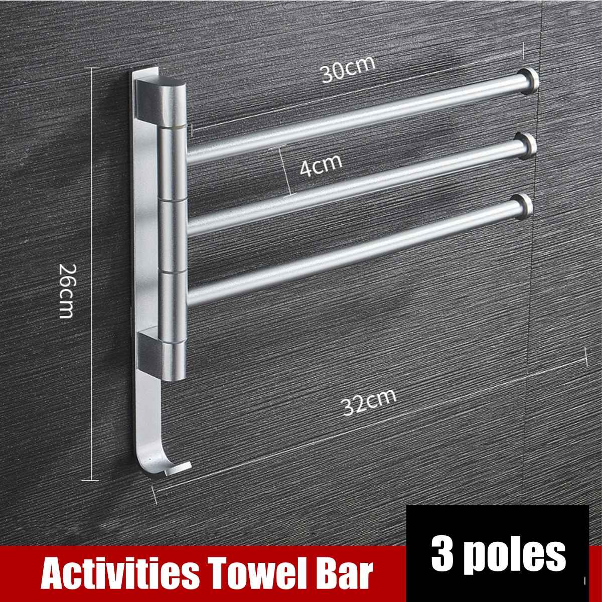 Bathroom Swivel Towel Bar 4-Arm Stainless Steel Swing Hanger Towel Rack with Hook Space Saving Wall Mount Rotating Towel Rail: light yellow