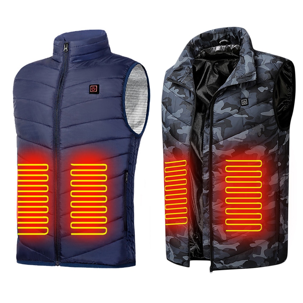 Smart Heated Jacket Men Intelligent USB Charging Electric Waistcoat Zipper Heating Thermal Vest Winter Warm Clothes