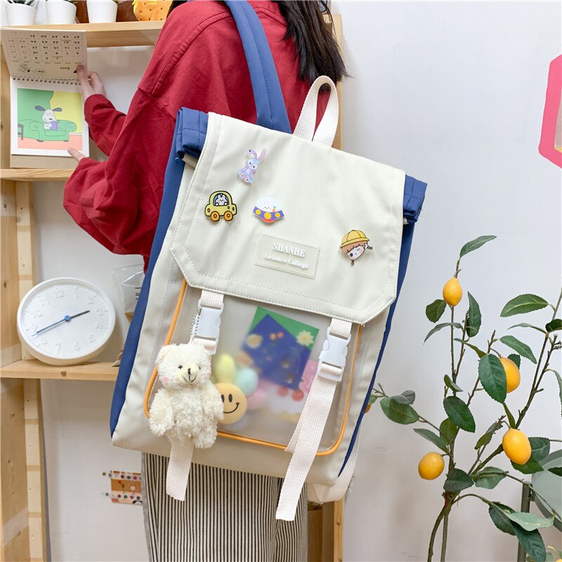Transparante Rugzak Vrouw Laptop Tas 15.6 Inch Leuke Kawaii Japanse Stijl Rugzakken Voor Tienermeisjes School Ita Tas Vrouwen H220