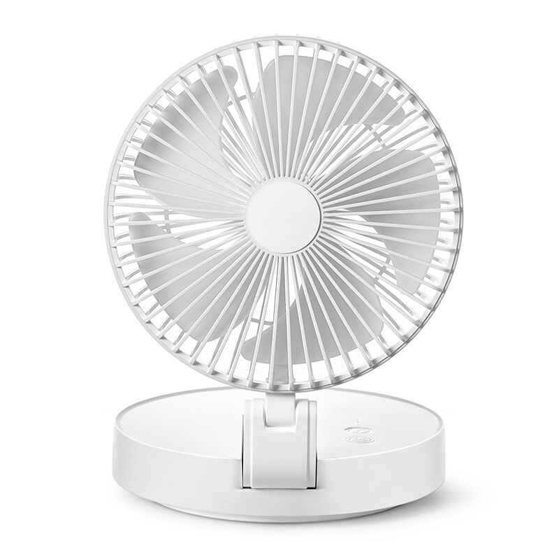 USB Folding Rechargeable Desk Fan Wall-mounted Cooling Air Conditioner 3 Speed Auto Rotate Strong Wind with Night Light for Home: white