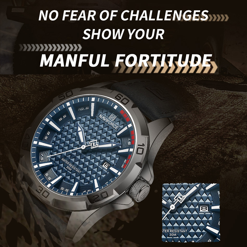 NAVIFORCE Mannen Mode Quartz Horloges Mannelijke Lederen Band Sport Waterdichte Horloges CalendarClock Relogio Masculino