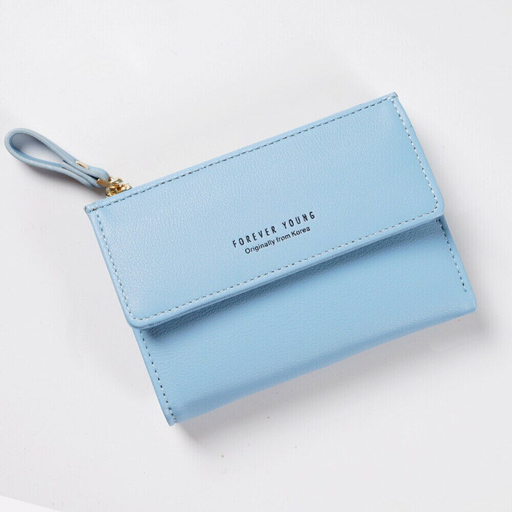 Dames portemonnee mini clutch tas pu leer effen kleur portemonnee creditcardhouder kaartverpakking: Blauw