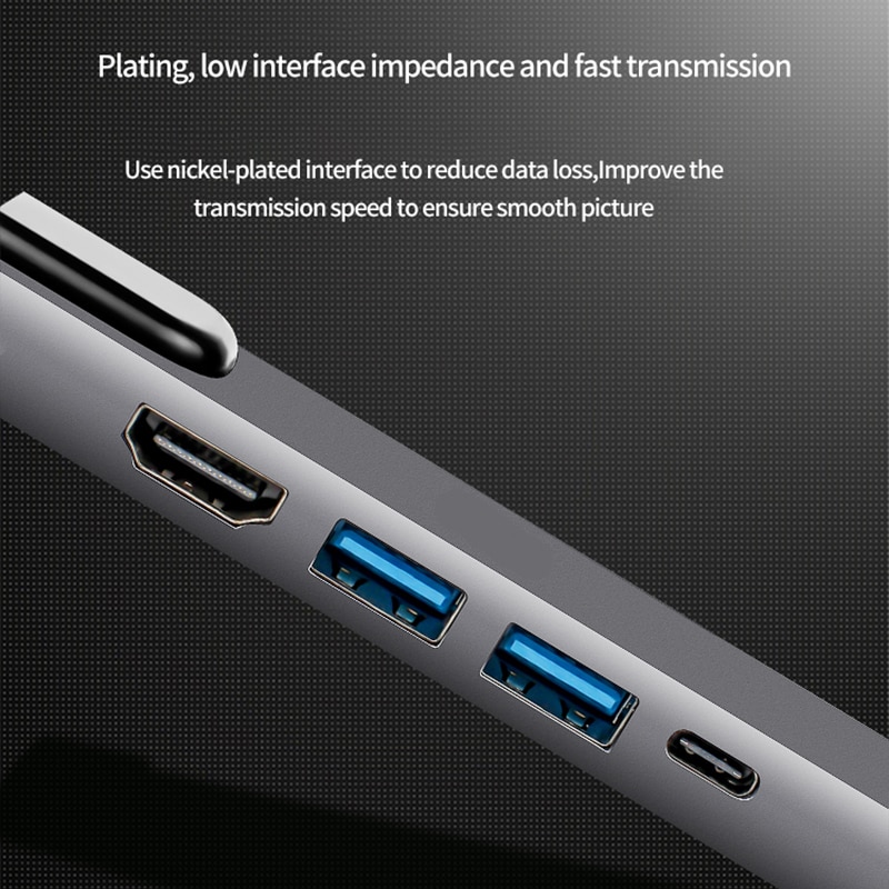 5 i 1 type c dokkingstasjon adapter 4k hdmi usbc hub til gigabit ethernet  rj45 lan adapter til macbook Lyn 3 usb c hub