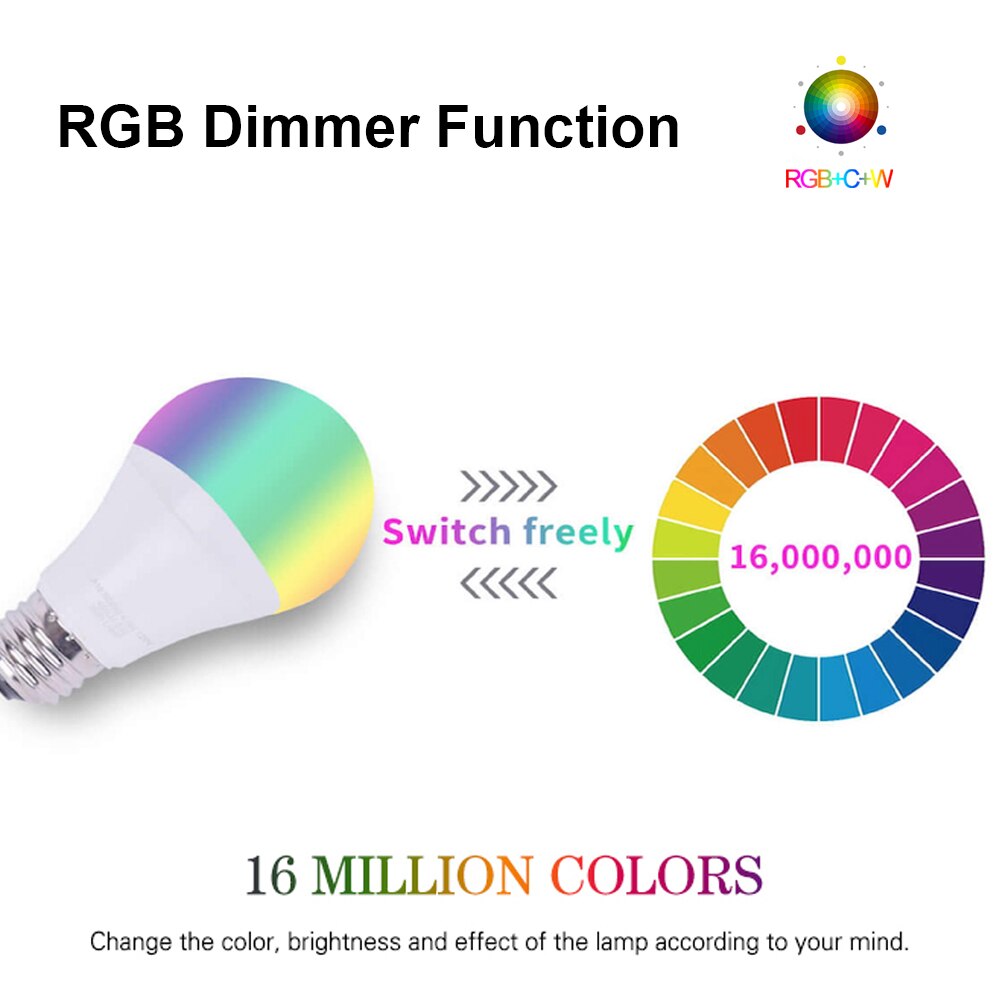 Avatto tuya 12w 15w wifi smart lyspære , e27 rgb led lampe som kan dimmes med smart life app, stemmekontroll for google home, alexa