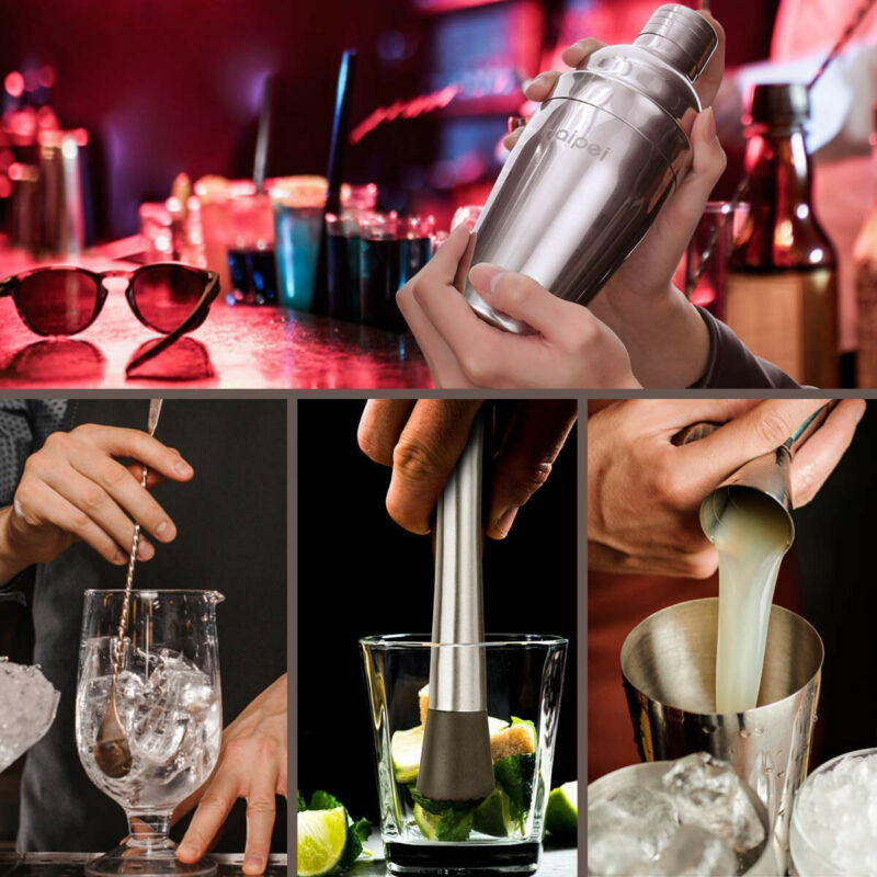 Portable 22pcs Cocktail Maker Kit Stainless Steel Whiskey Rum Shaker Making Kit Home Garden Supplies