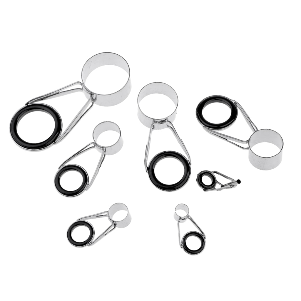 7Pcs/Kit 7 Sizes Fishing Rod Guides Tips Rod Building Repair Parts Eye Rings