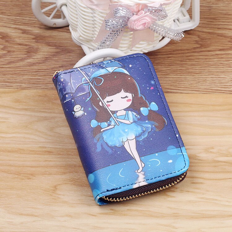 Bank Card Bag Girls Cartoon Small Wallet PU Leather Coin Purse Business ID Credit Card Holder Case Women Mini Clutch Bag: H