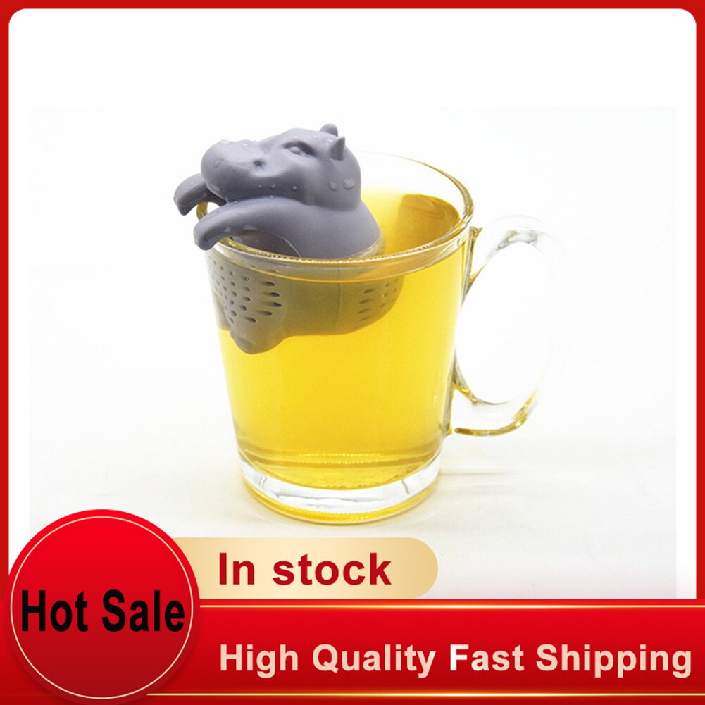 1pc silikone flodhest formet te infuser genanvendelig te si kaffe urte filter til hjemmet løs blad diffuser tilbehør