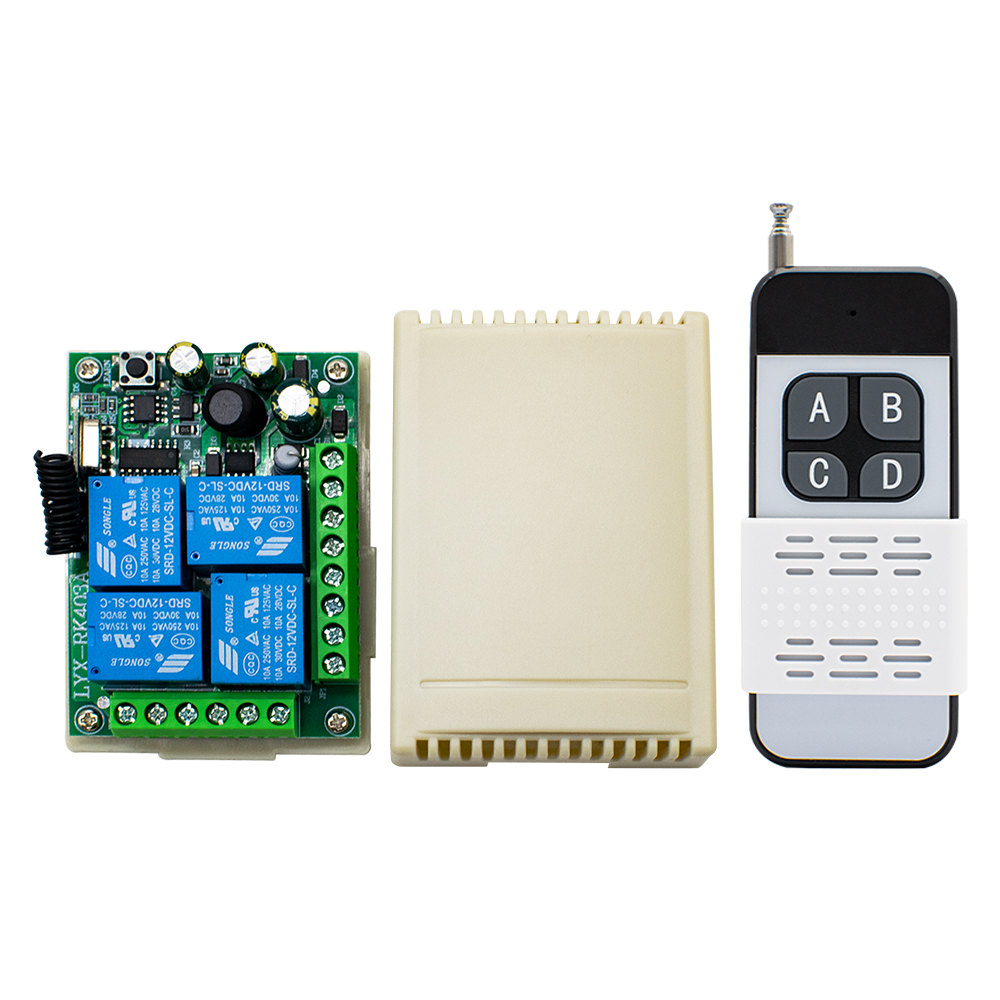 RF Draadloos Afstandsbedieningsschakelaar 433Mhz AC 110V 120V 240V 220V 30A 4CH Relais voor het Toegangssysteem van de de Lampdeur van de Garagedeur het Licht: WHITE
