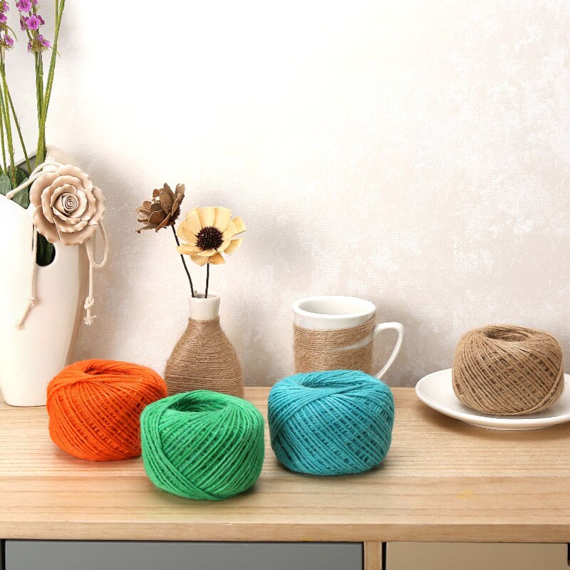 50m Natural Twine Cord Jute Linen Rope DIY String Gardening Cord Art Crafts Macrame Packing Home Textiles