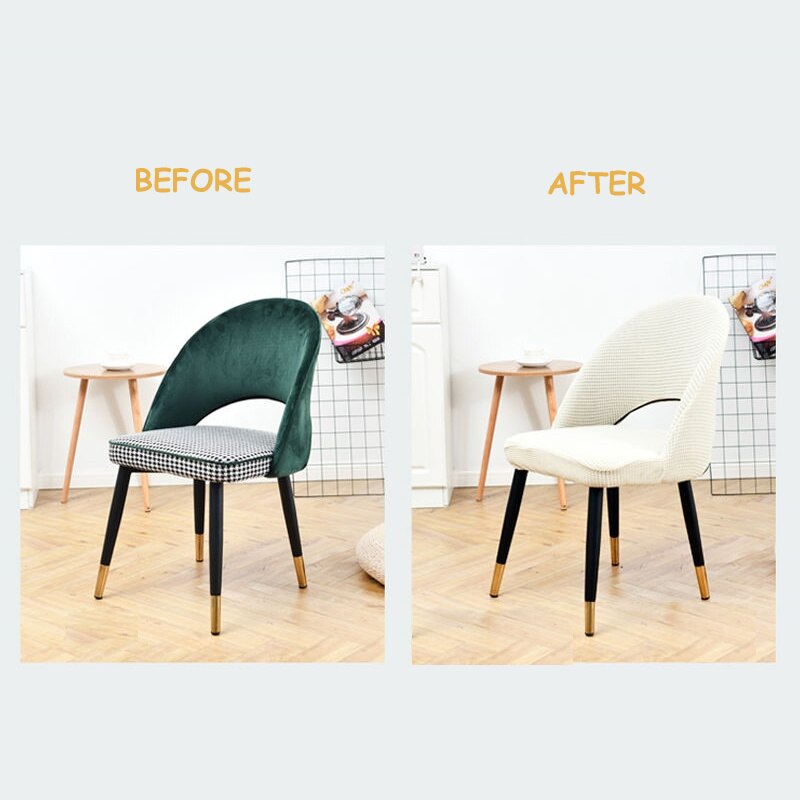 1Pcs Curved Chair Cover Hollow Back Jacquard Arc Armchair Covers Dining Chair Covers Spandex Home Bar Hotel House De Chaise
