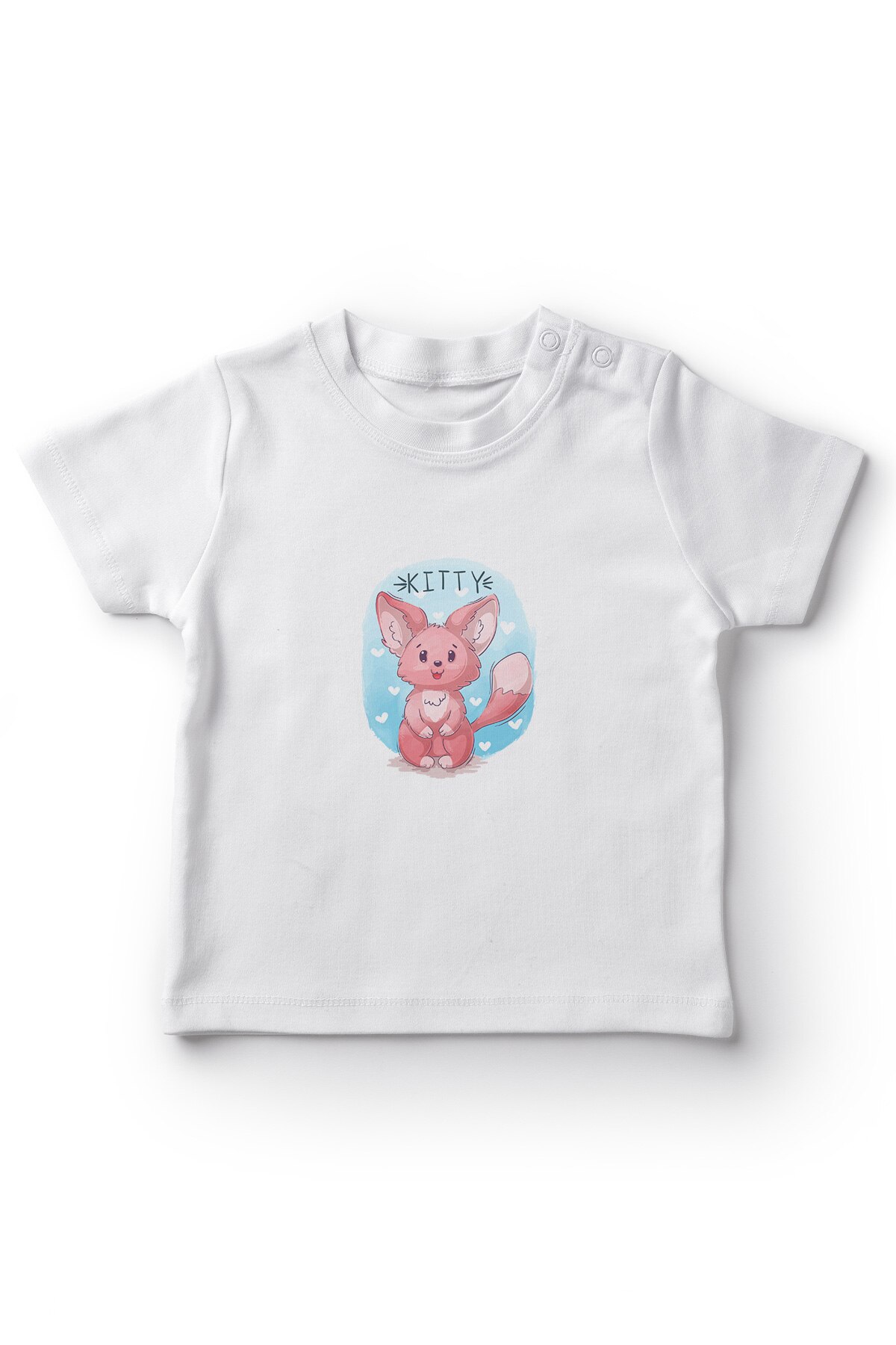 Angemiel baby søt katt kattunge jente baby t-skjorte hvit
