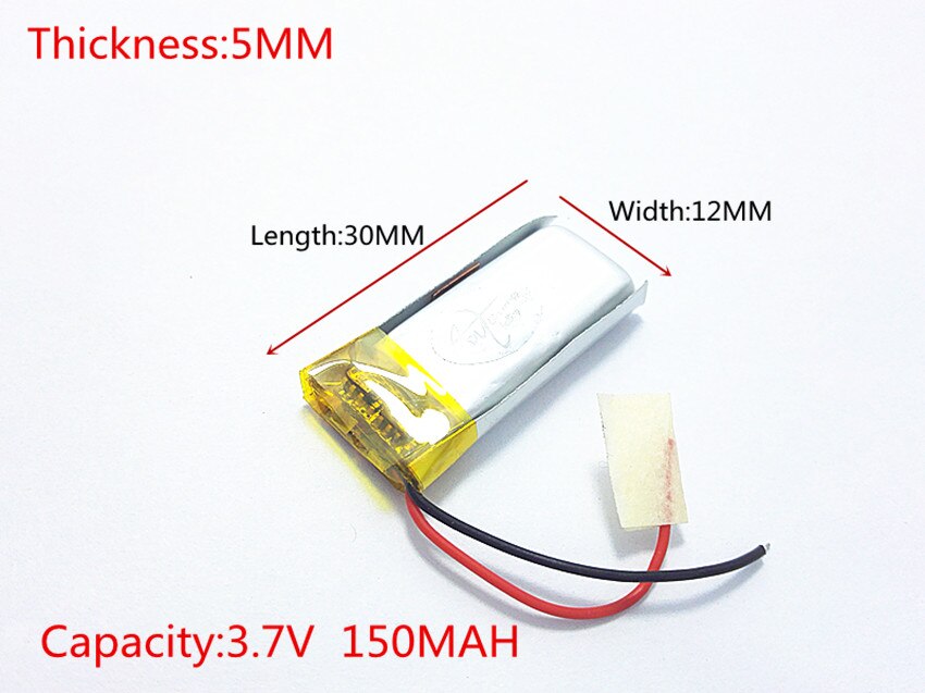 3.7V 150mAh 501230 Lithium Polymer Li-Po Oplaadbare Batterij Voor DOE Mp3 GPS hoofdtelefoon