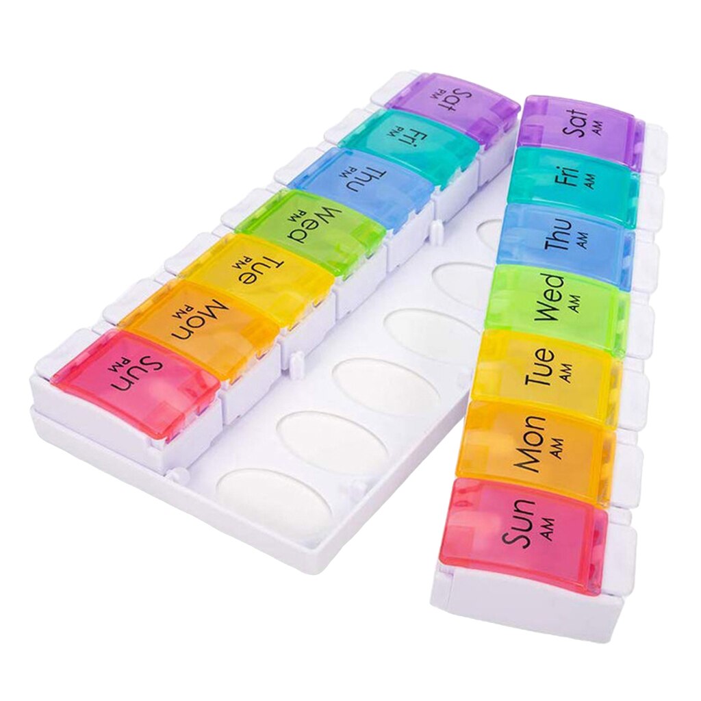 7 Day Weekly Pill Organizer Push Button Dispenser Case Daily
