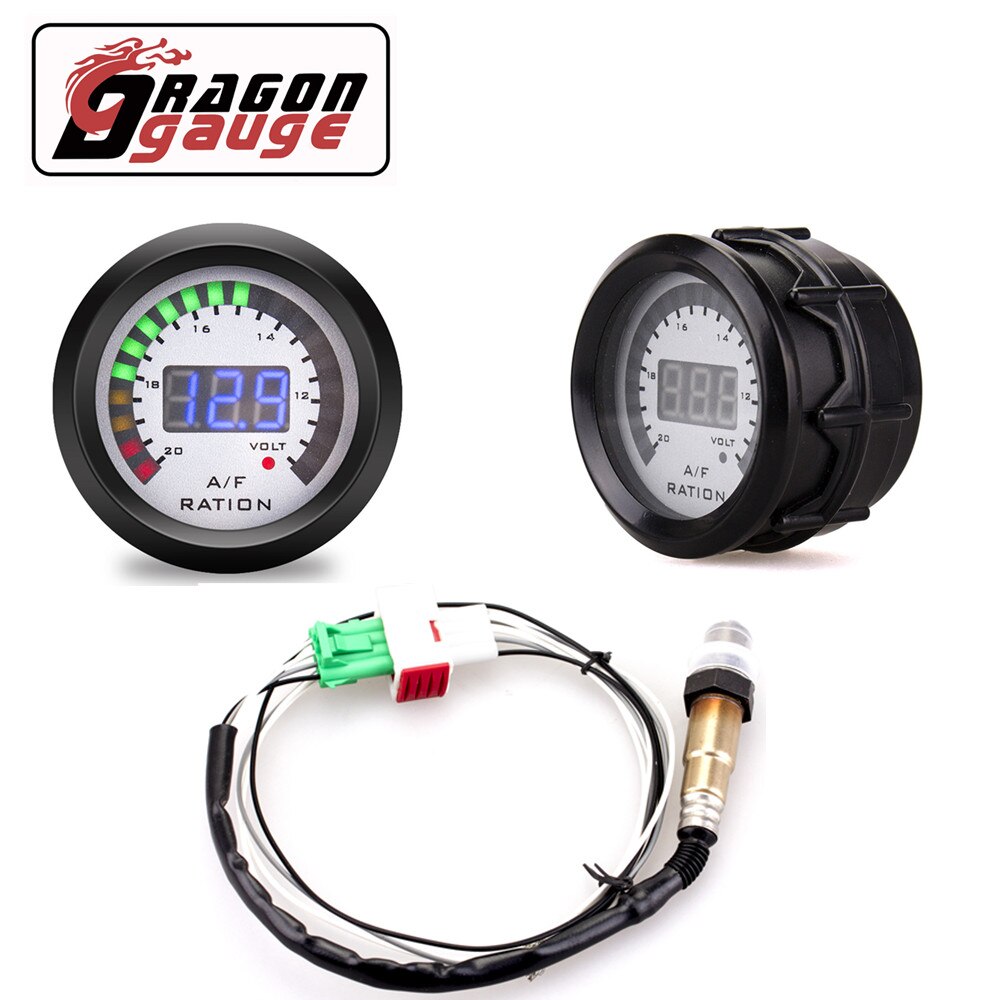 「DRAGON」 52mm Air Fuel Ratio Gauge With Narrowband O2 Oxygen Sensor Car Gauge Digital Display Fit for 12V Car 0258006028: With sensor