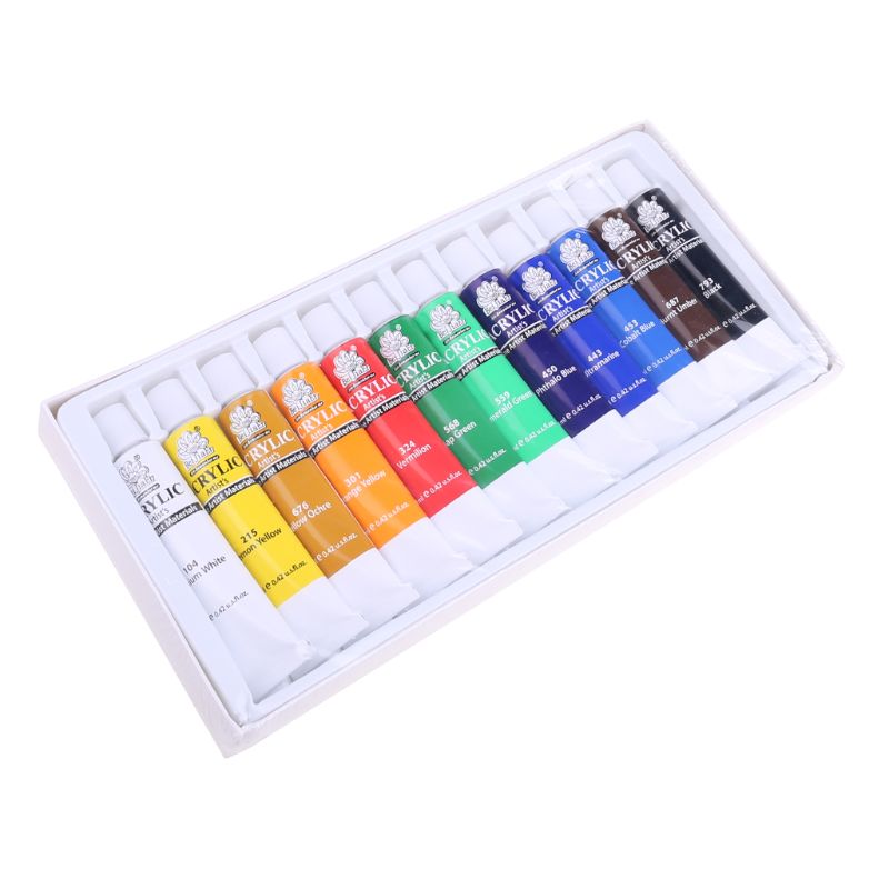 12 Colors 12ML Tube Acrylic Paint set Art Painting Drawing Tools For Kids DIY Water-resistant