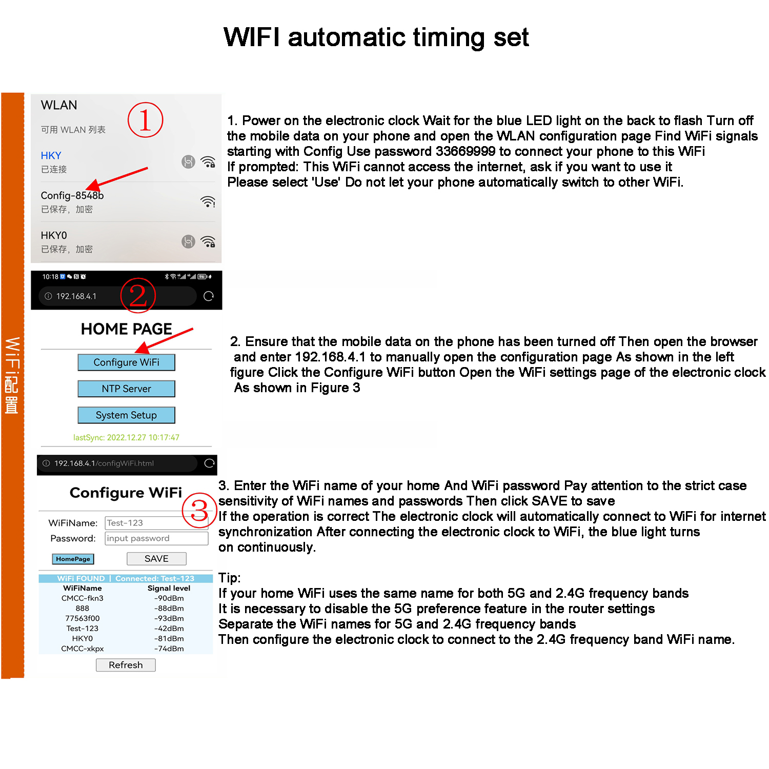WiFi Clock 0.56 LED Digital Tube Electronic Clock Wireless Network Automatic Timing Time Display 12/24 Hours 5V 12V CAR