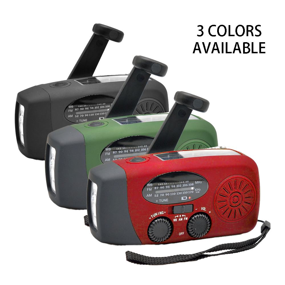 Radio awaryjne 2000 mAh ze światłami LED Radio USB Lampa do ładowania słonecznego Podróż na zewnątrz Przenośne radio FM/AM z możliwością ładowania