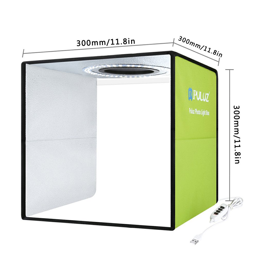 Lightbox Photo Ring LED Light Studio Box 6 12 Color Backgrounds Tabletop Photography Soft Shooting Tent Box: 30cm green