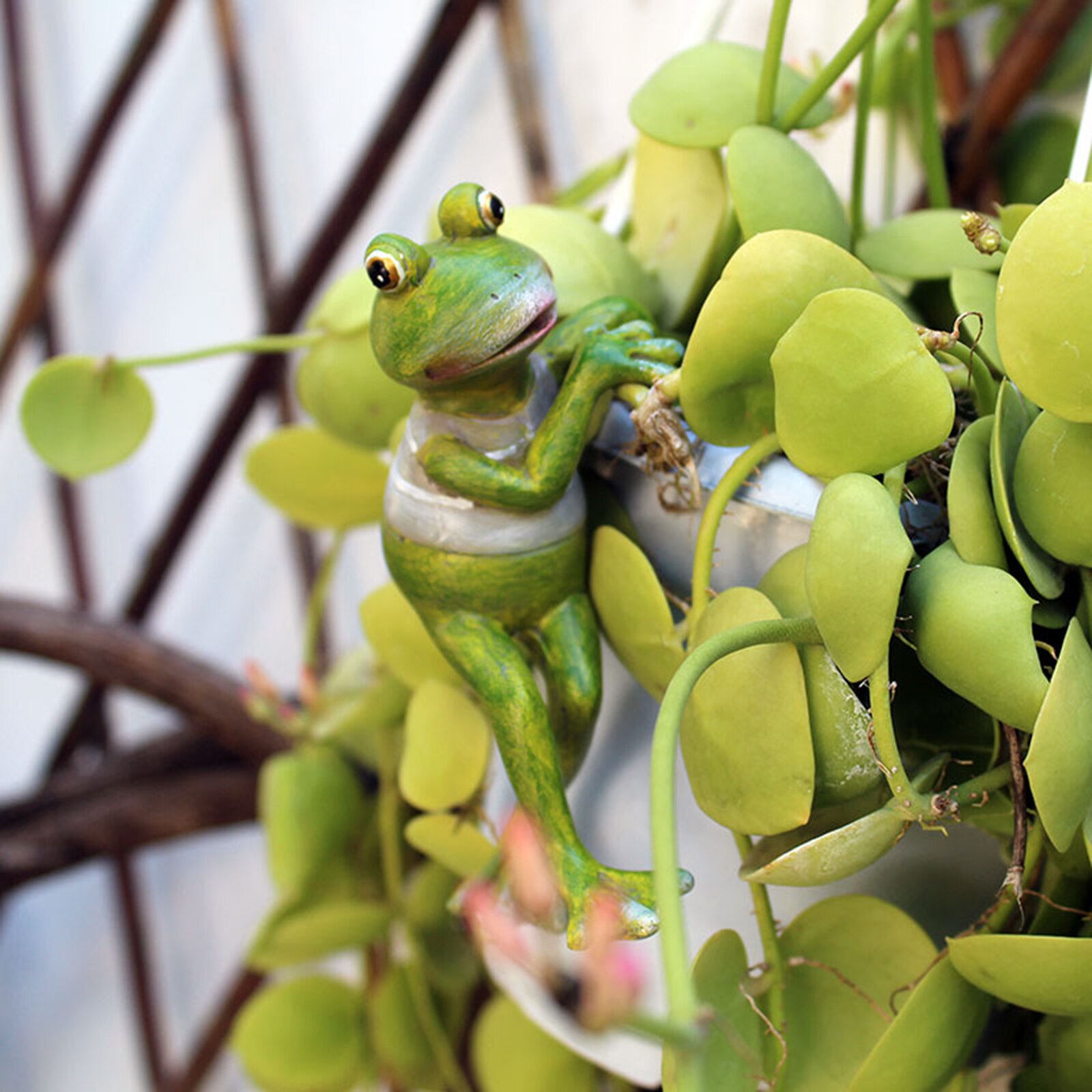 Lot De 3 Figurines Grenouilles En Résine à Suspendre - Décoration Jardin, Balcon, Pot De Fleurs - Vert, 10 à 13 Cm
