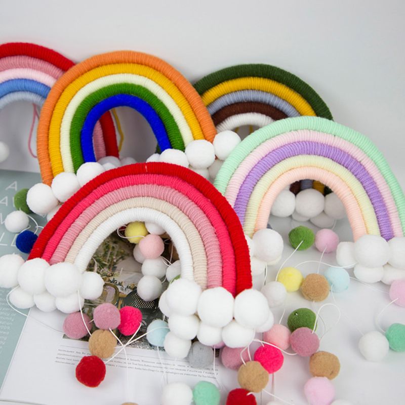 nordisch Regenbogen Wandteppich Handgemachte Weben Handarbeit schöNe Ornament freundlicher Zimmer Zauberstab Hängen Dekor
