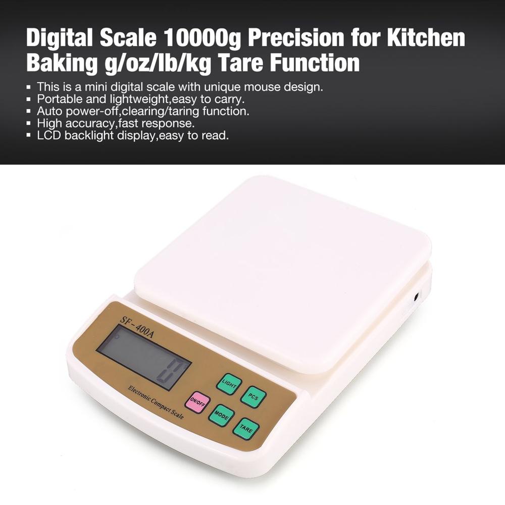 Digital vægt 10000g præcision g/oz/lb/kg tara funktion vægtmåling til køkkenbagning mad te-blad tara vejning