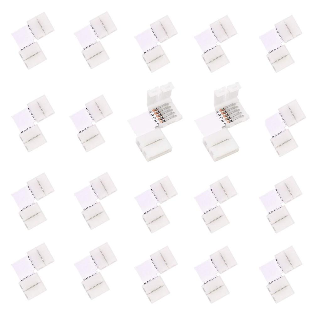 L Shape 5 Pins Connector 10mm Right Angle Corner Solderless Connector Clip for SMD 5050 RGBW RGBWW Fireproof Material JK391