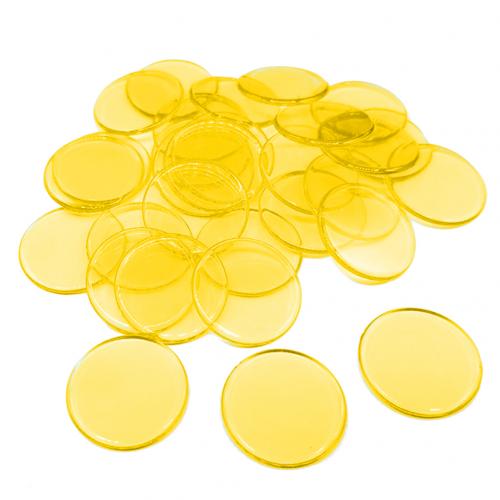 100 stk 19mm børn bingo chips gennemsigtige farver tælle matematik spil tællere markører plast børn undervisning tilbehør giftfri: Gul