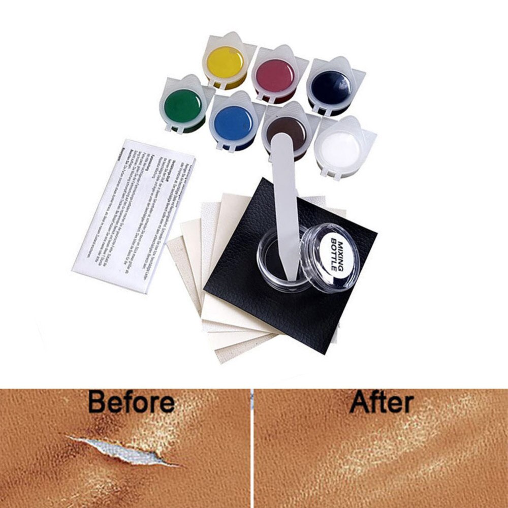 Cuero líquido sin calor y Kit de reparación de vinilo, agujeros de fijación, perforaciones, garrapatas, asientos de coche, sofás, abrigos, agujeros, grietas de arañazos