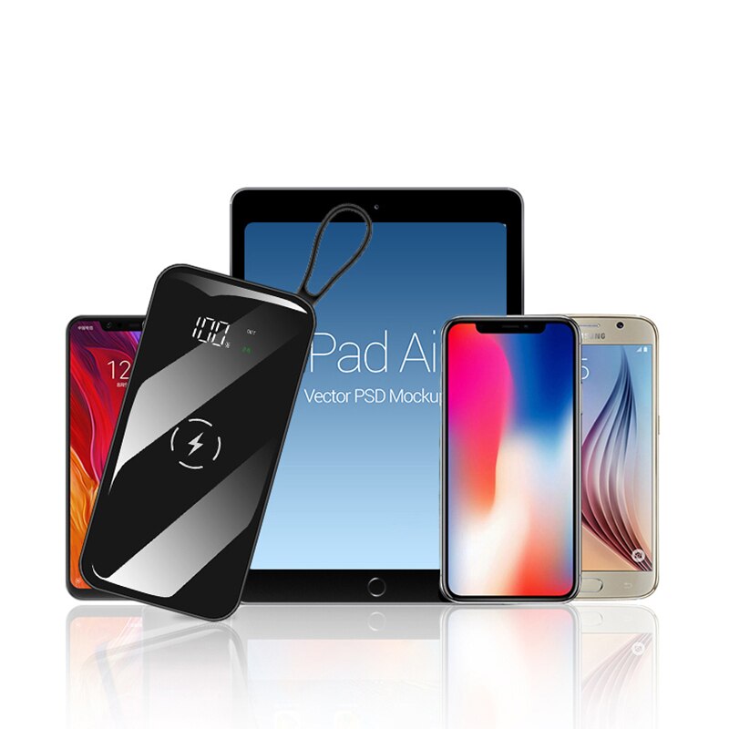 Banco de potência sem fio impermeável tela cheia portátil 50000mah dupla usb para todo o telefone powerbank carregamento rápido bateria externa