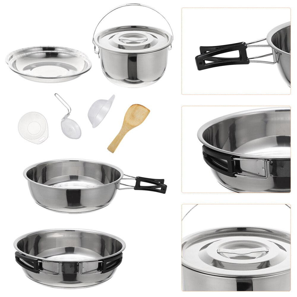 Camping Cookware Set - 6 Pieces - Stainless Steel Outdoor Cooking Utensils for Hiking & Travel: Default Title