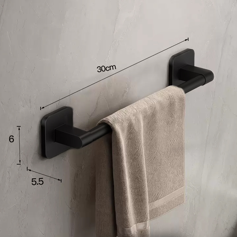 Badkamer Handdoekenrek Aan De Muur, Zwarte Handdoekstang Met Aluminium En Handdoekhouder, Douche-En Badhanddoekrekken