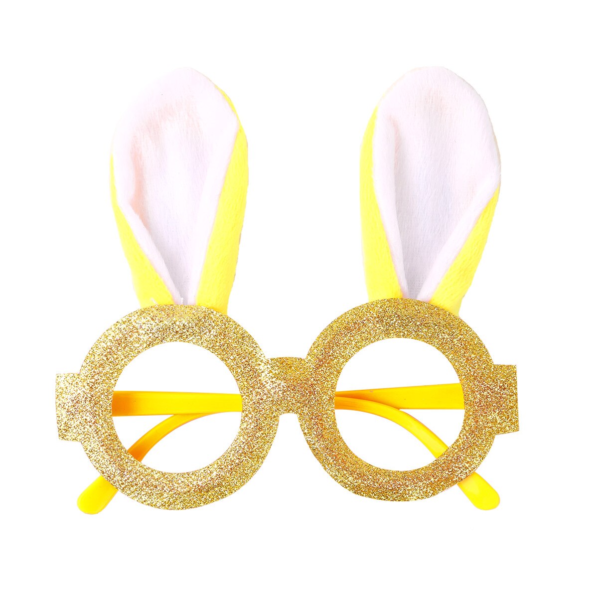Glittery Cute Rabbit Ears Eyeglasses Frame Children Kits Birthday Eyewear Masquerade Party Cosplay Bunny Glasses Photo Prop: Yellow
