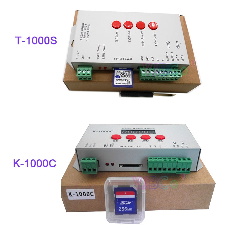 K-1000C (T-1000S Updated) Program LED controller K1000C WS2812B,WS2811,APA102,T1000S WS2813 2048 Pixels Controller DC5-24V
