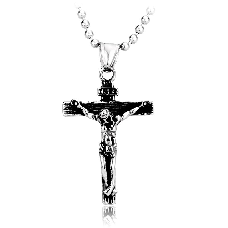 Cruz Cristo Jesús colgante collar 316L Acero inoxidable cadena de hombres religiosos joyería joyería