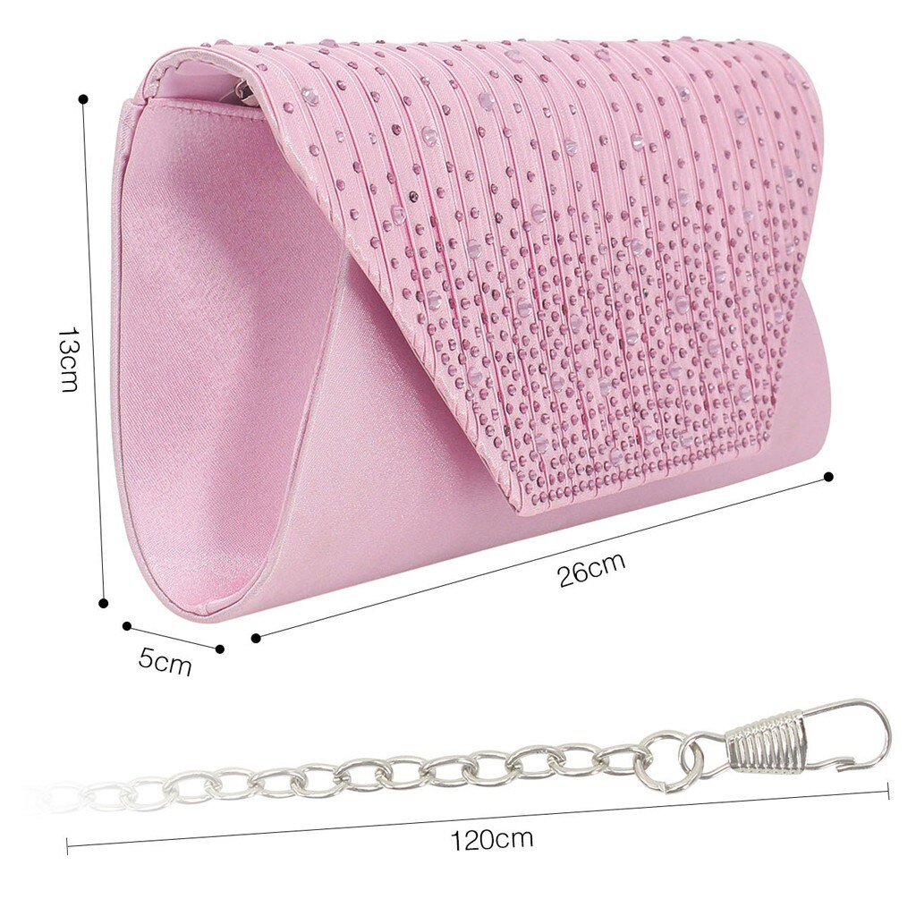 Ladies Satin Clutches Evening Bags Crystal Bling Handbags Wedding Party Purse Envelope Womens Bags Wallet Clutch Bag