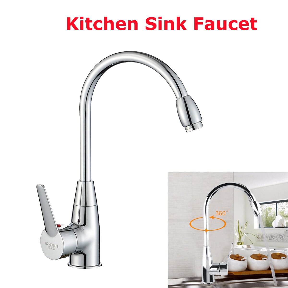 Rotatable and Cold Water Kitchen Sink Faucet Mixer... – Grandado