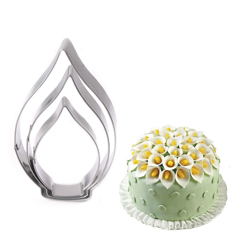 3 stuks calla lelie koekjesvormpjes 3d sugarcraft fondant taart gebak koekjes bakvorm diy taartdecoratie tools  e875