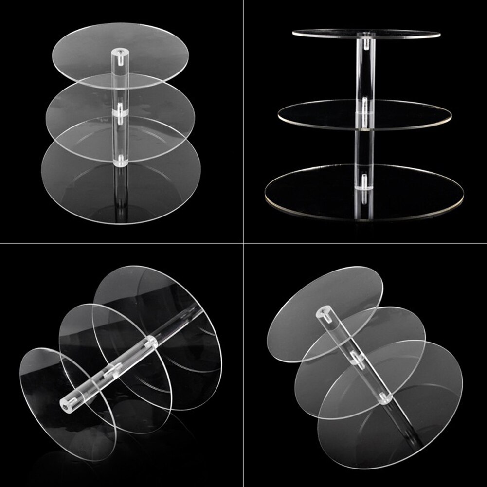 Transparent Round Acrylic 3/4 Tier Cake Holder Party Cupcake Display Stand Rack Glass Cake Stand Macaron Display Stand