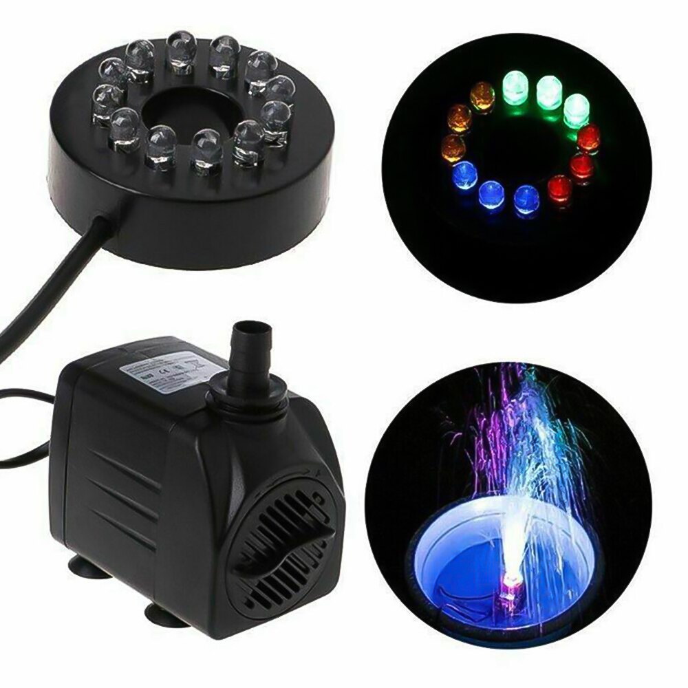 16W Dompelpomp Laag Geluidsniveau Met 12Leds Licht Voor Fonteinen Vijvers Aquarium Aquarium Zwembad Tuin