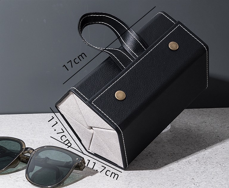 Organizador de gafas de sol con 2/3/4/5/6 rejillas, organizadores de viaje, accesorios, caja de almacenamiento para gafas, joyero portátil, estuche de maquillaje: Castaño