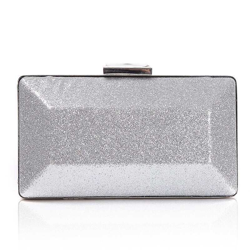 Solid Metal Evening Bags Pink Clutches Wedding Bride Clutch Bag Blue Hard Surface Shoulder Bags Glitter Party Pouch: silver