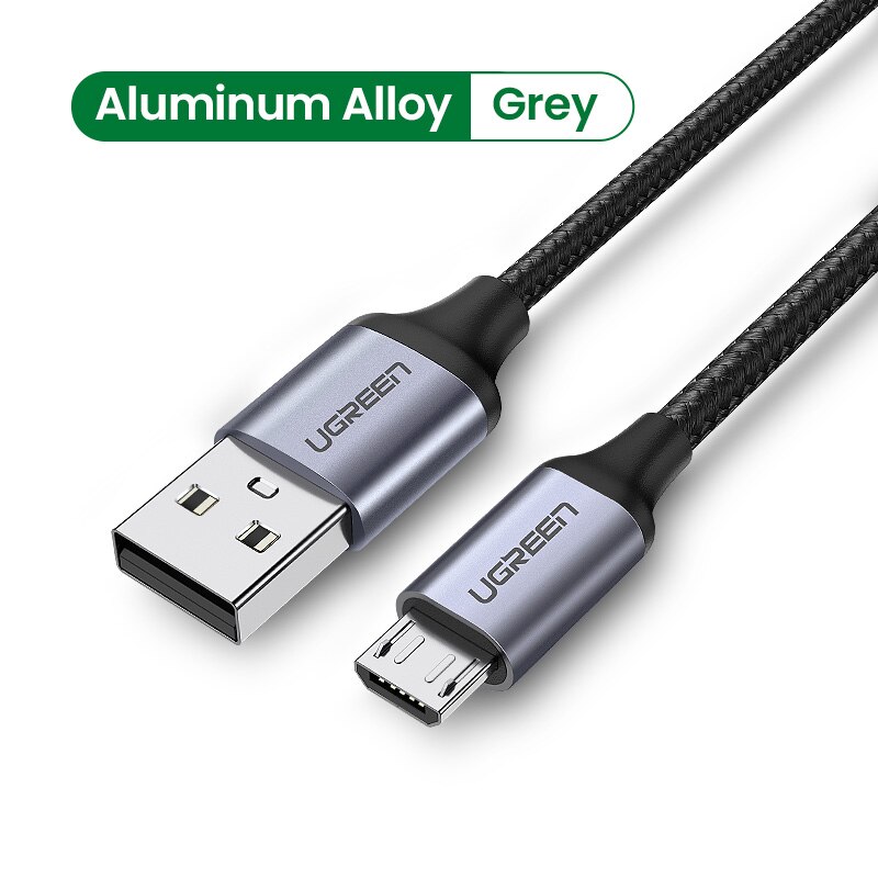 UGREEN Micro USB Cable 3A Fast Charging USB Charger Cable Mobile Phone Charging Cable for Xiamo Huawei HTC Android USB Wire: Matal Grey / 1m