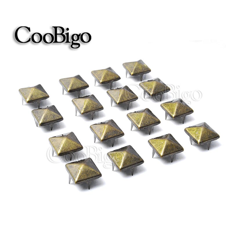 50 Pcs 10 Mm Vierkante Piramide Studs Klinknagels Vier Klauw Metalen Studs Klinknagels Voor Leer Punk Stud Schoenen Diy Craft armbanden Accessoire